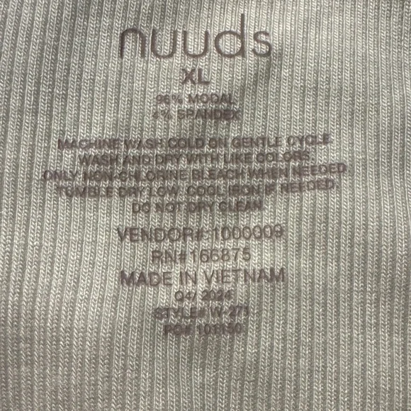 Nuuds White Short Sleeve Slinky Rib White Tee XL NWT - Picture 8 of 10
